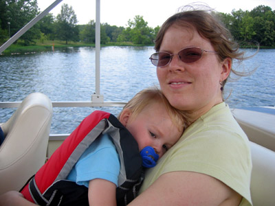 Baby 2 was not as thrilled about this and took a rest in comfort on Mommy's chest